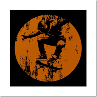 Grunge Urban Skateboarder Graffiti Style - Orange Posters and Art